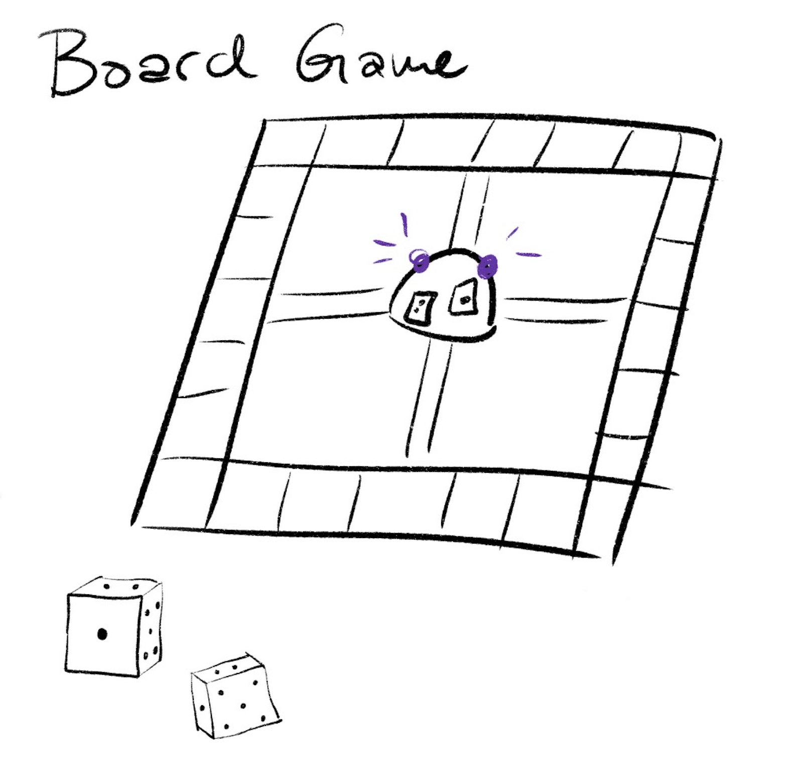 A board game with dice, the user throws or pops the dice and this turns on a light.