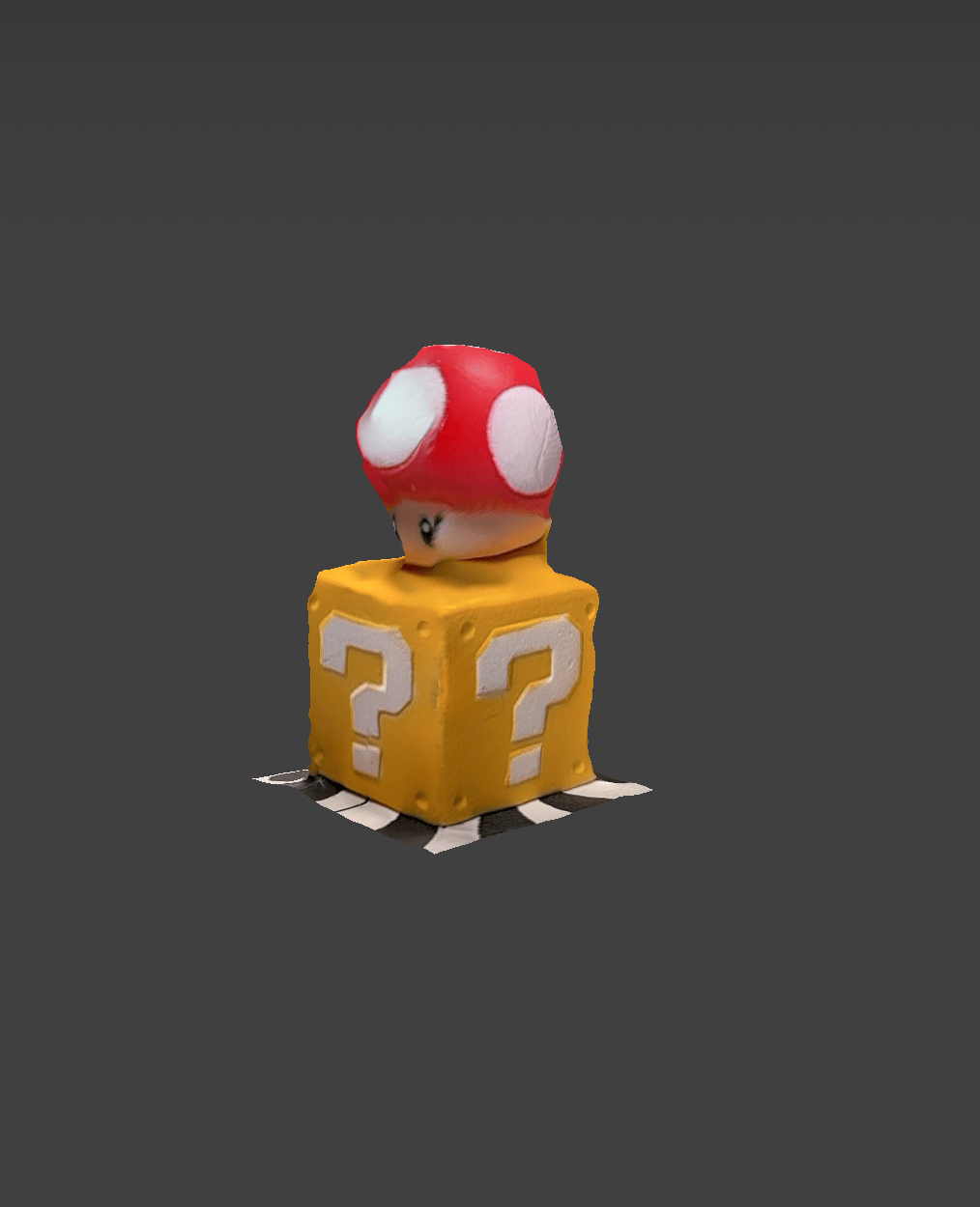 3D scan of Mario mushroom and mystery power-up block.